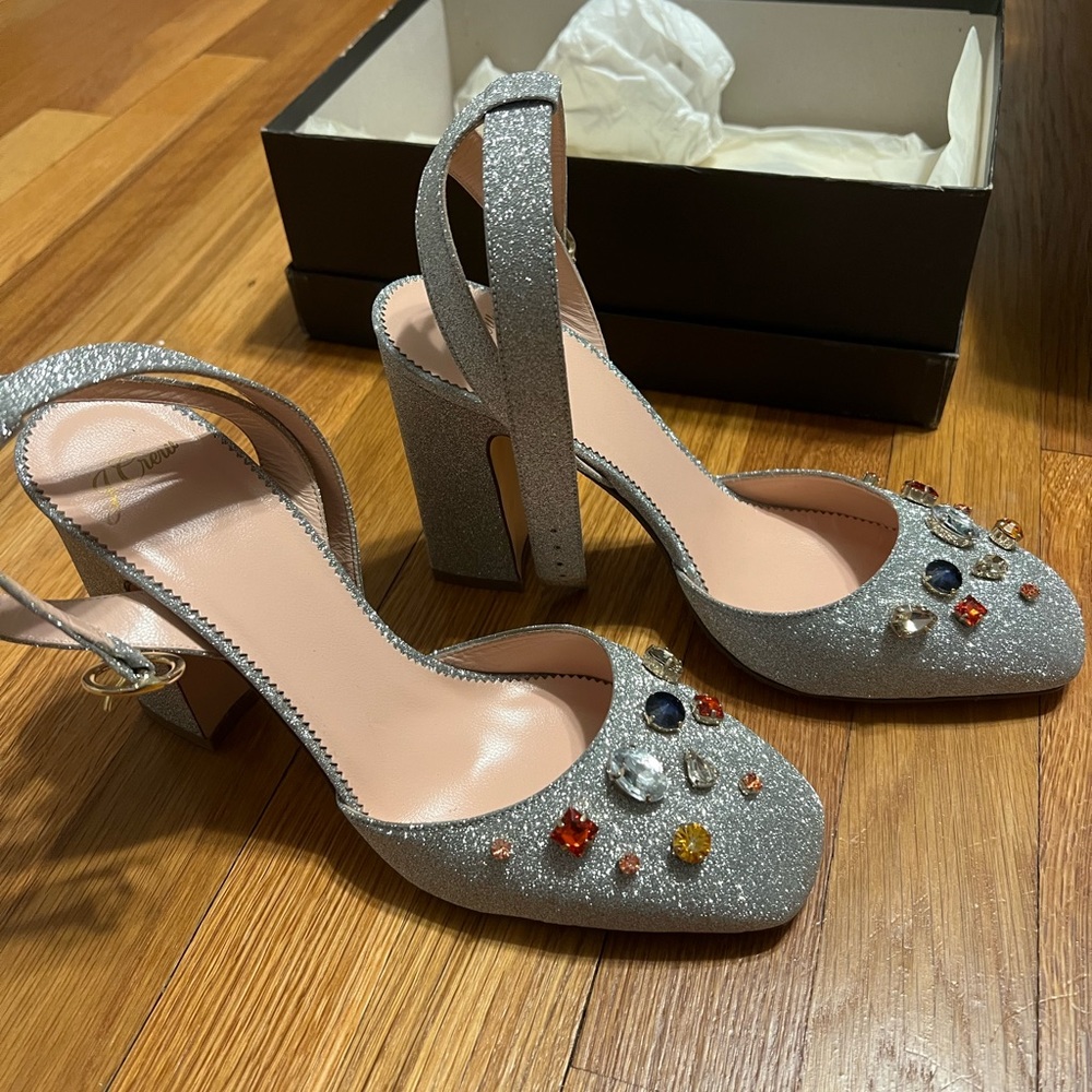 Jcrew size 10 glitter gem block heel